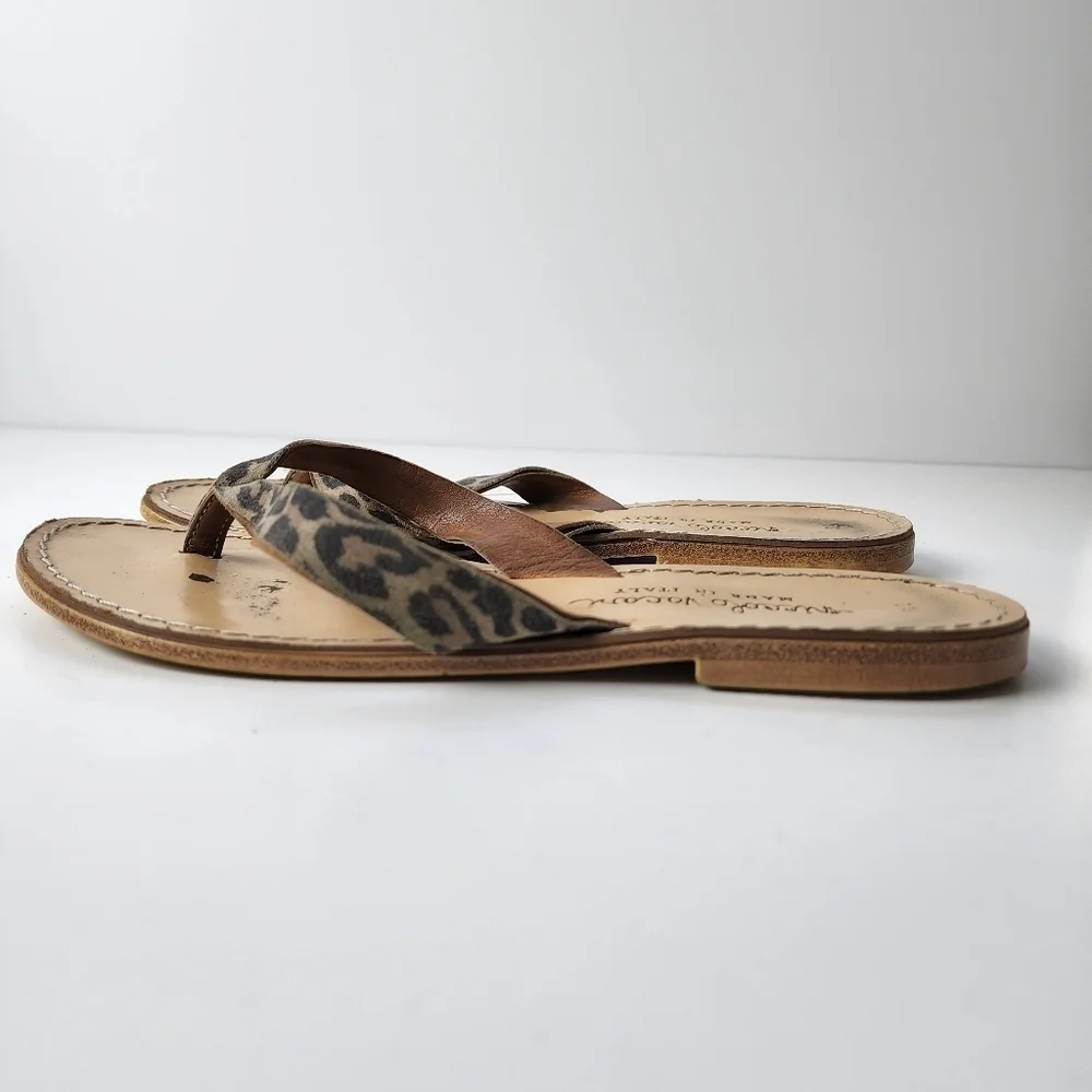 ⭐️40% Off⭐️ Niccolo Vacari Leather Leopard Flip Flops